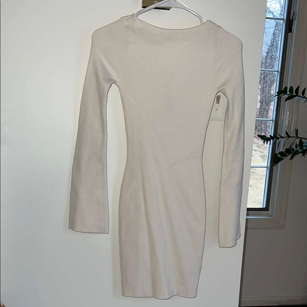 Off White Ribbed Sweater Dress